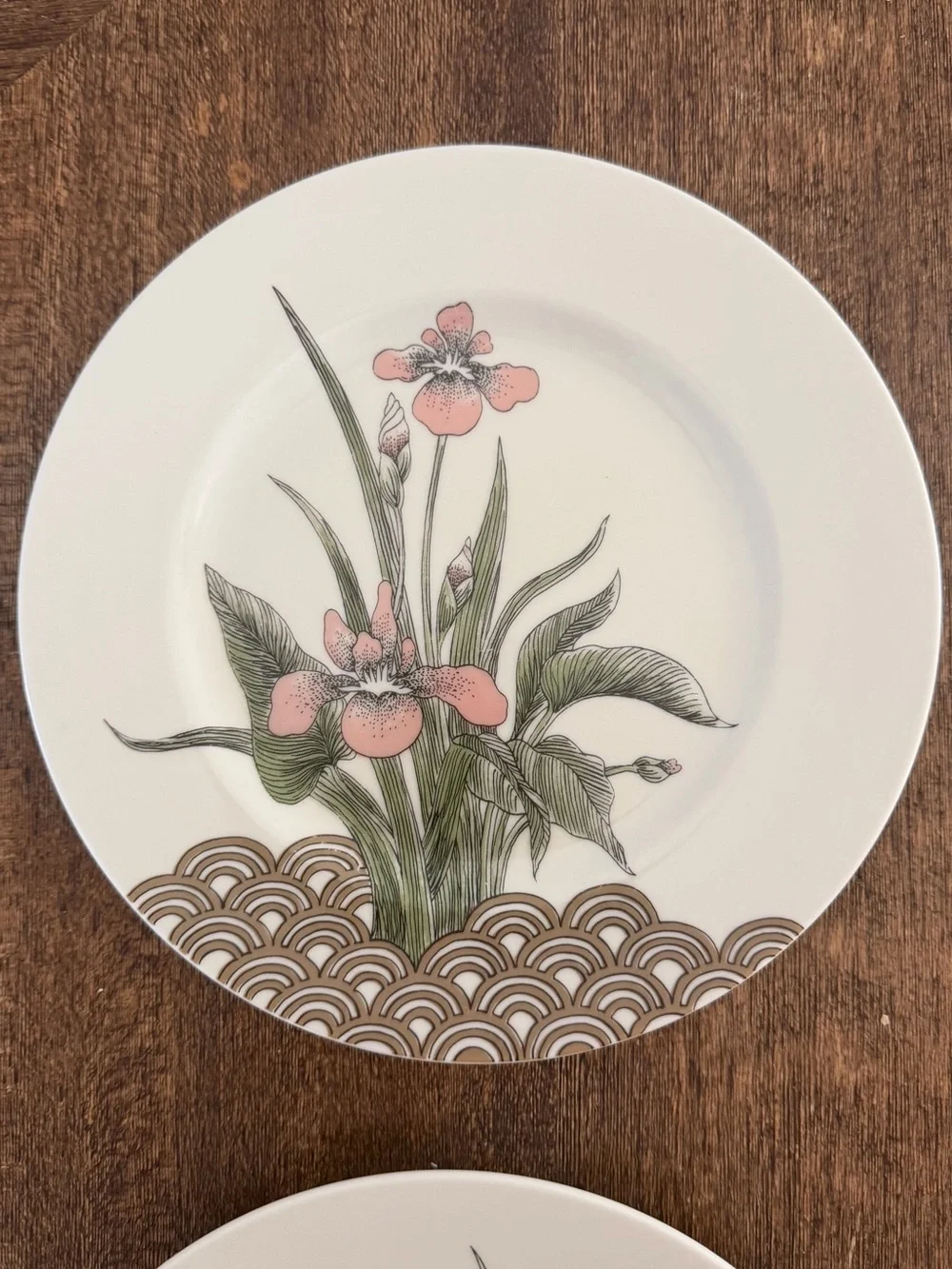 Vintage 1970s Fitz and Floyd Water Iris Porcelain Salad Plates (2)